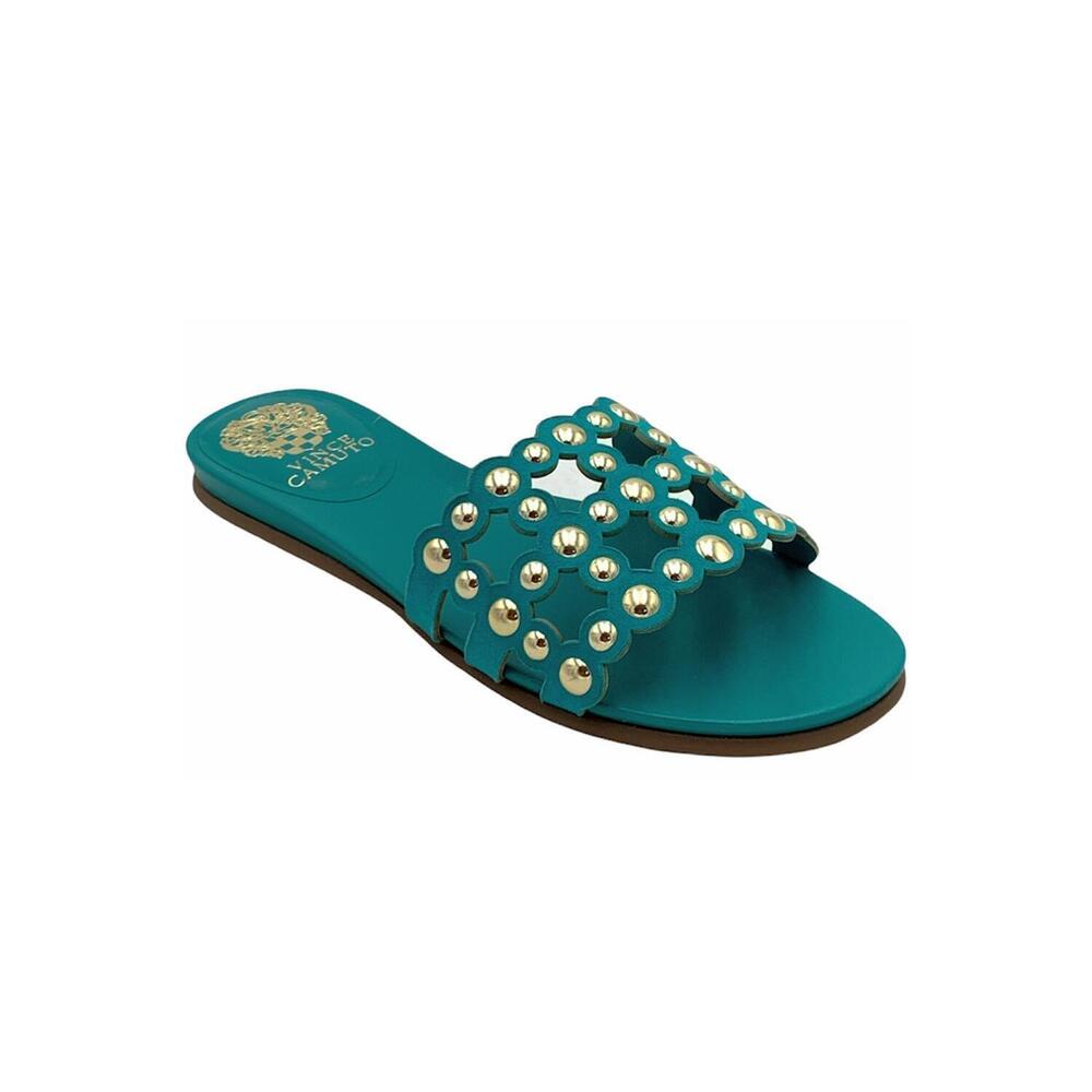 Vince Camuto Leather Studded Slide Sandals Ellanna Cozumel - Medium - Picture 2 of 5